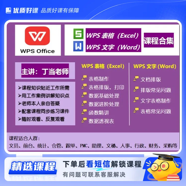 WPS办公软件视频课程(留意短信解锁课程)