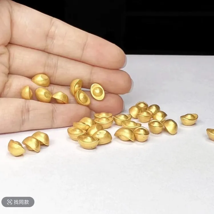 长1厘米实心沙金元宝摆件聚宝盆米缸填充物金色装饰品家居摆件