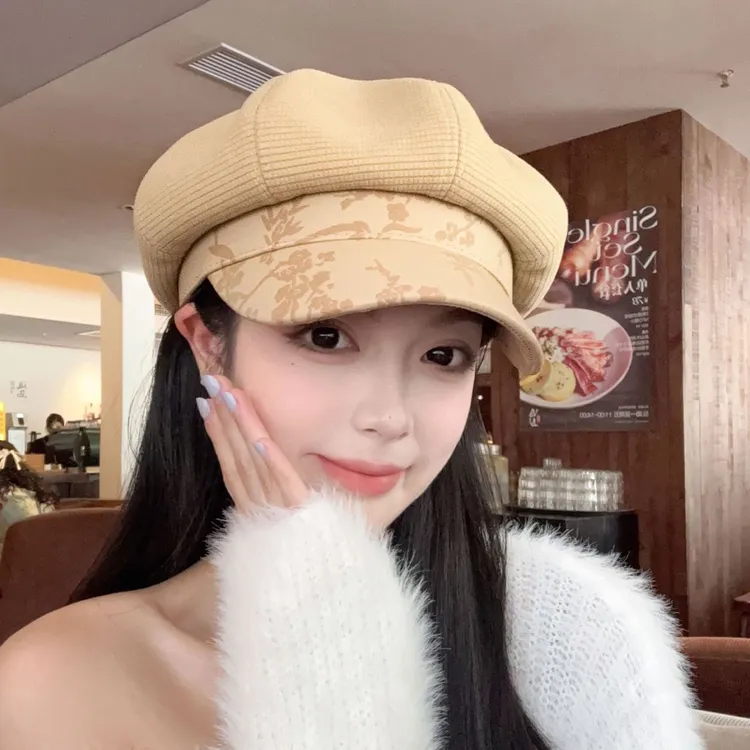 帽子女2025新款爆款洋气秋冬季百搭时尚显脸小网红八角鸭舌帽