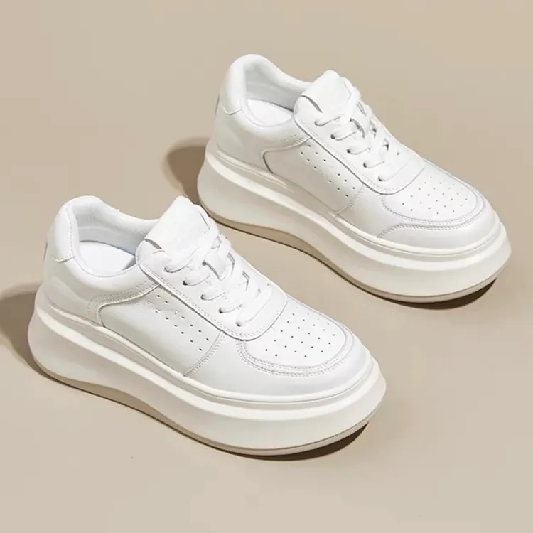 全牛皮【隐形增高】小白鞋子女新爆款2025ins潮牌百搭休闲厚底透气