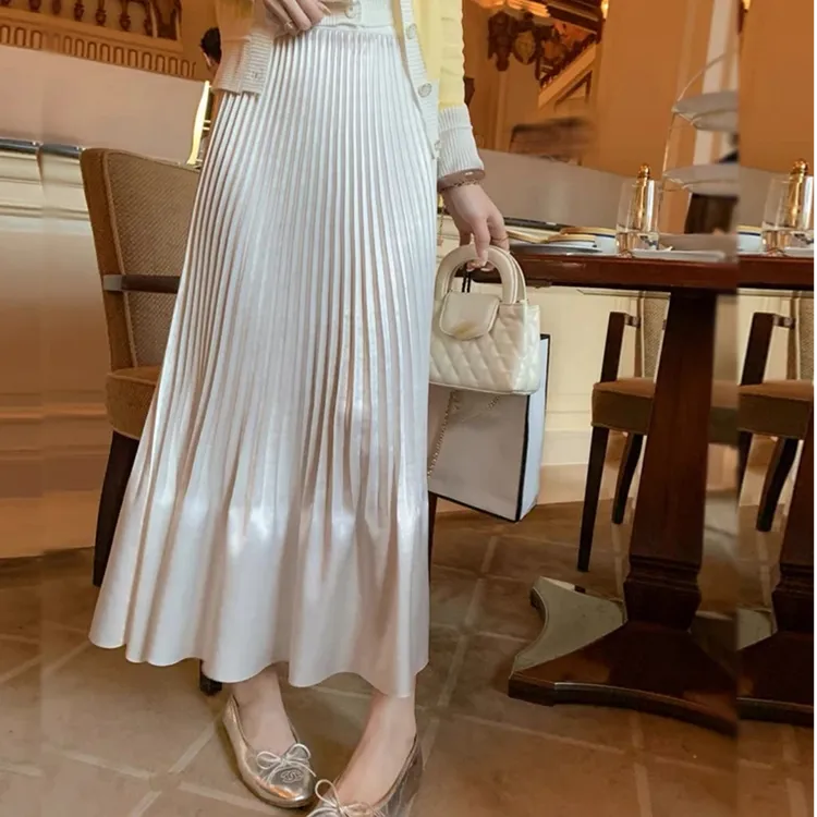 8108-夏款法式气质优雅百搭修身半身缎面裙高腰显瘦轻奢时尚