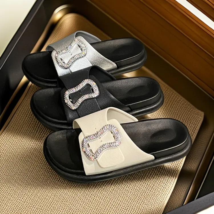 #5新款凉拖鞋女款夏季外穿凉鞋搭扣钻女鞋防滑平底一字拖女