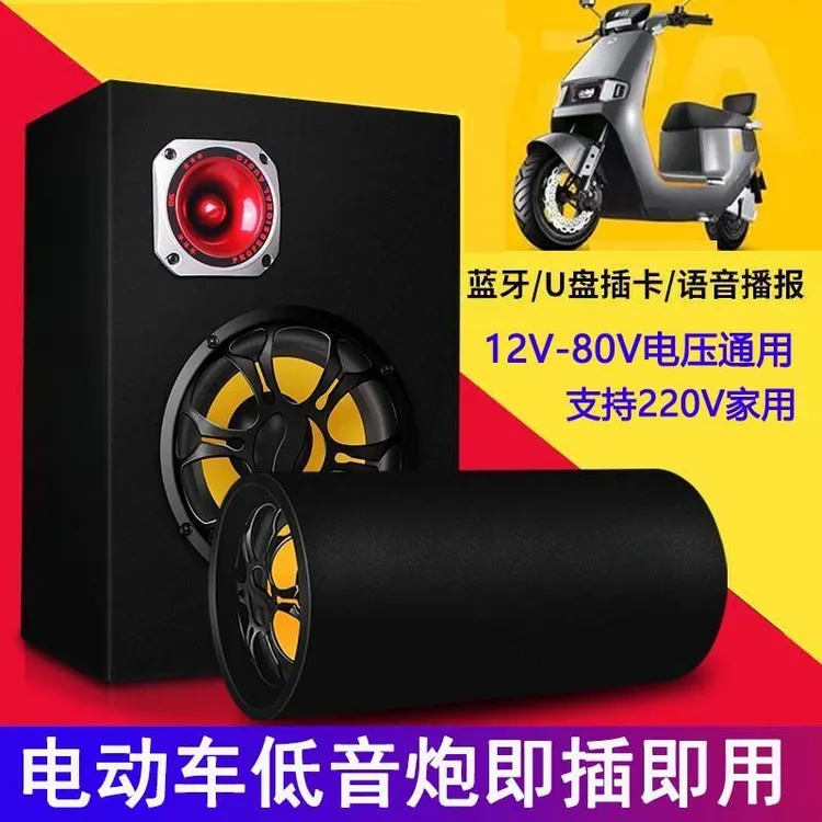 电动车音响无线蓝牙大功率电瓶车音箱48V60V汽车摩托车车载低音炮