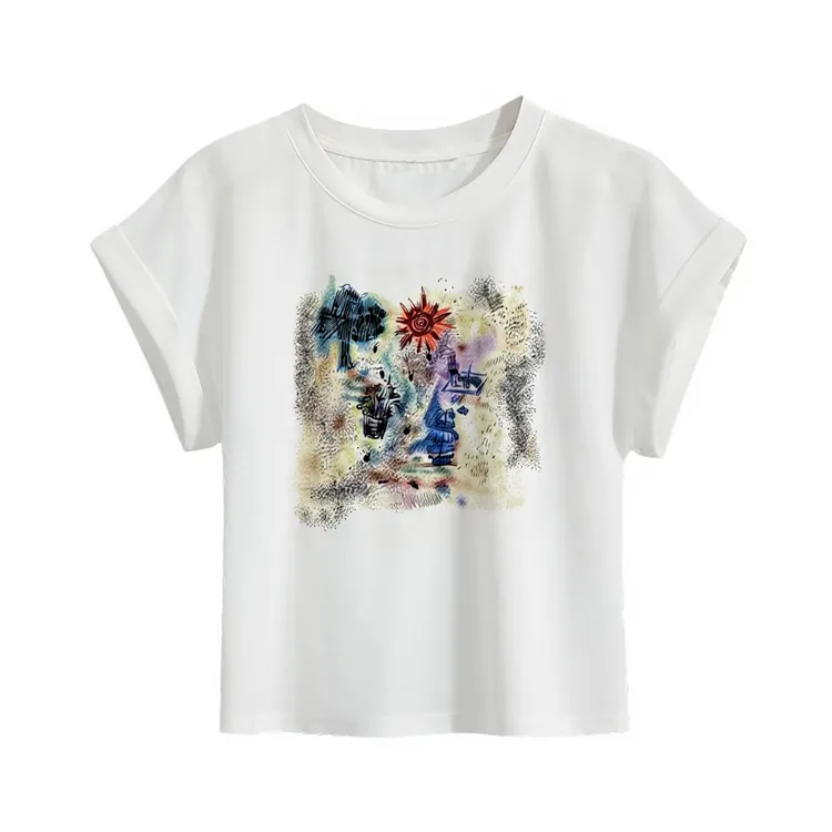 2025年夏季新款印花涂鸦时尚休闲弹力短袖女T恤-25191