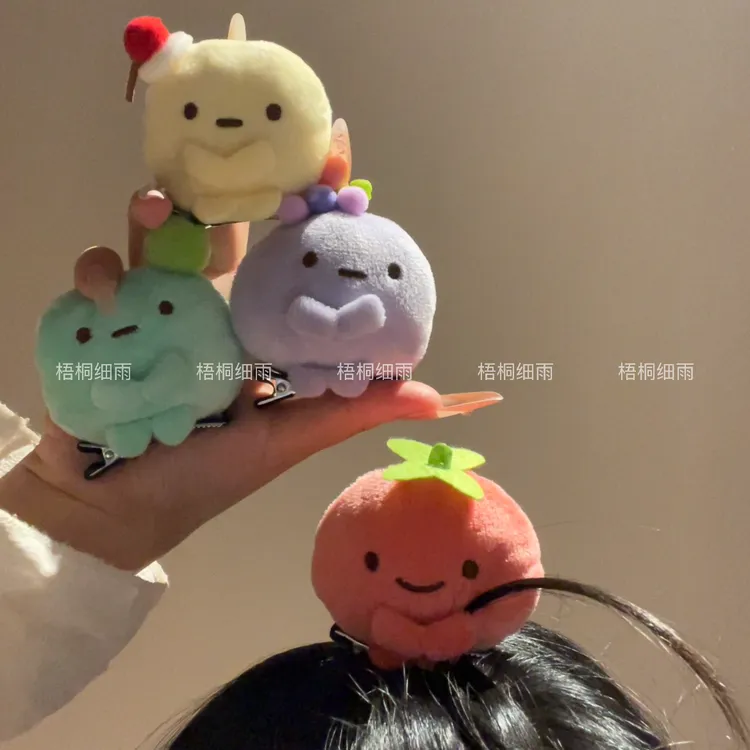 可爱发卡角落生物发夹四色圆子手玉粉圆蓝圆玩偶送好朋友礼物公仔