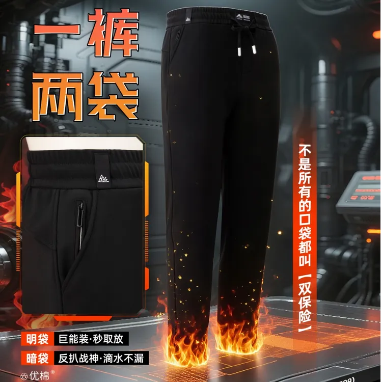 机能三防！明暗双口袋~秋冬加厚保暖加绒极地火神裤2599款裤子冬季