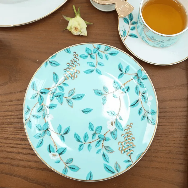 anna16:00/安娜16点春日茶园骨瓷多尺寸盘子饭碗家用欧式轻奢圆形