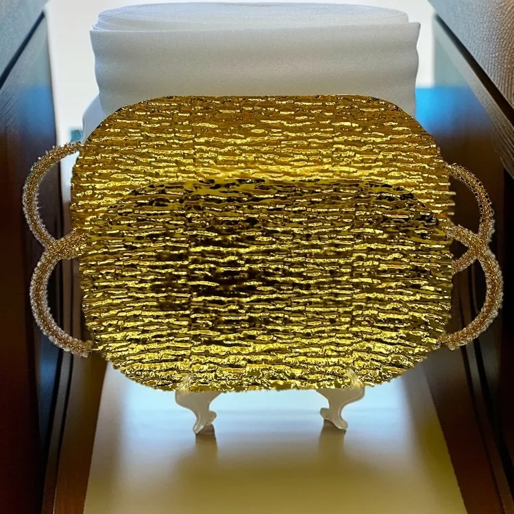 欧式高档椭圆形金色创意酒店托盘盘子