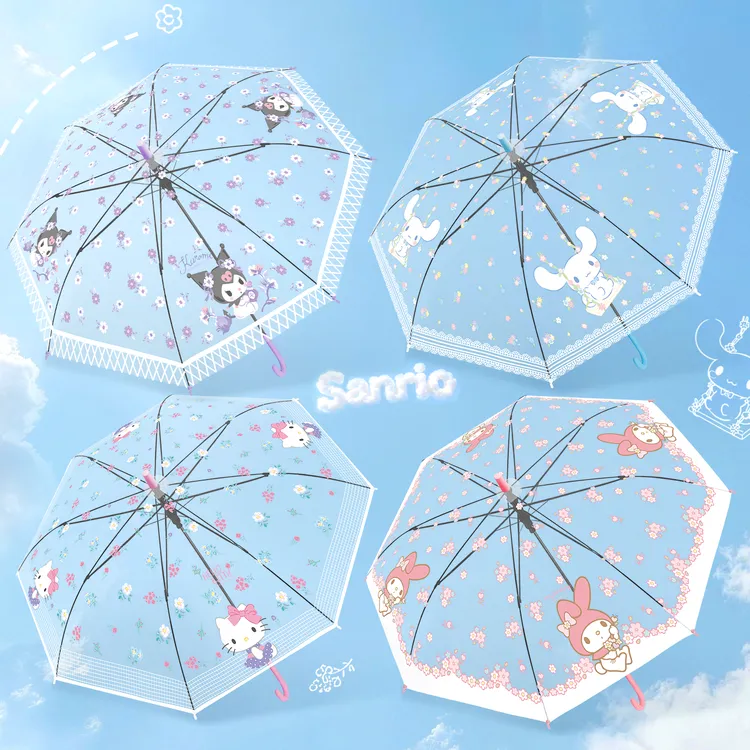 三丽鸥正版授权Hello Kitty透明雨长柄防雨可爱卡通手动萌挂件文