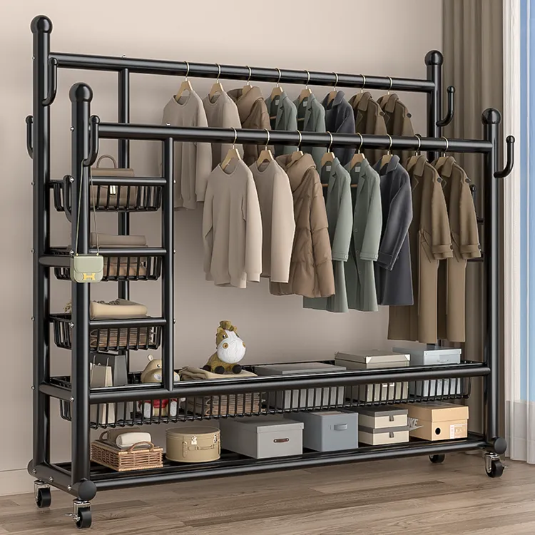 【特粗32管】侧网衣架落地立式加粗加厚卧室内挂衣架房间衣服收纳架