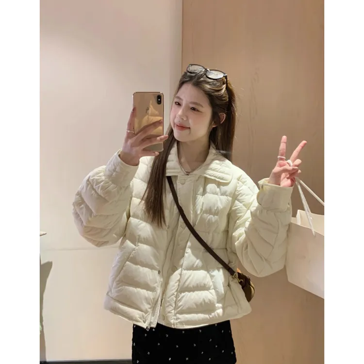 学院风韩系百搭翻领排骨棉服外套女2025冬季宽松百搭保暖棉衣棉袄