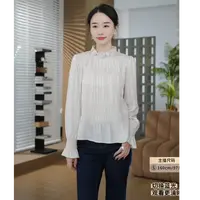 HELA AOMI“水光衬衫”层次感缩褶绣气质立领花边衬衫CY5CN11118