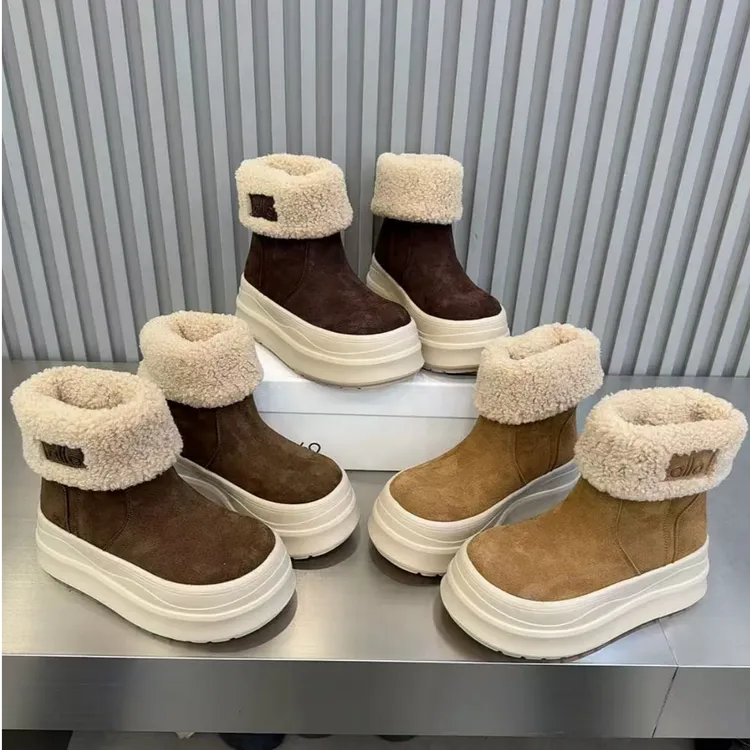 【师妹】厚底雪地靴女2025新款冬季加绒加厚保暖棉鞋增高马丁靴潮
