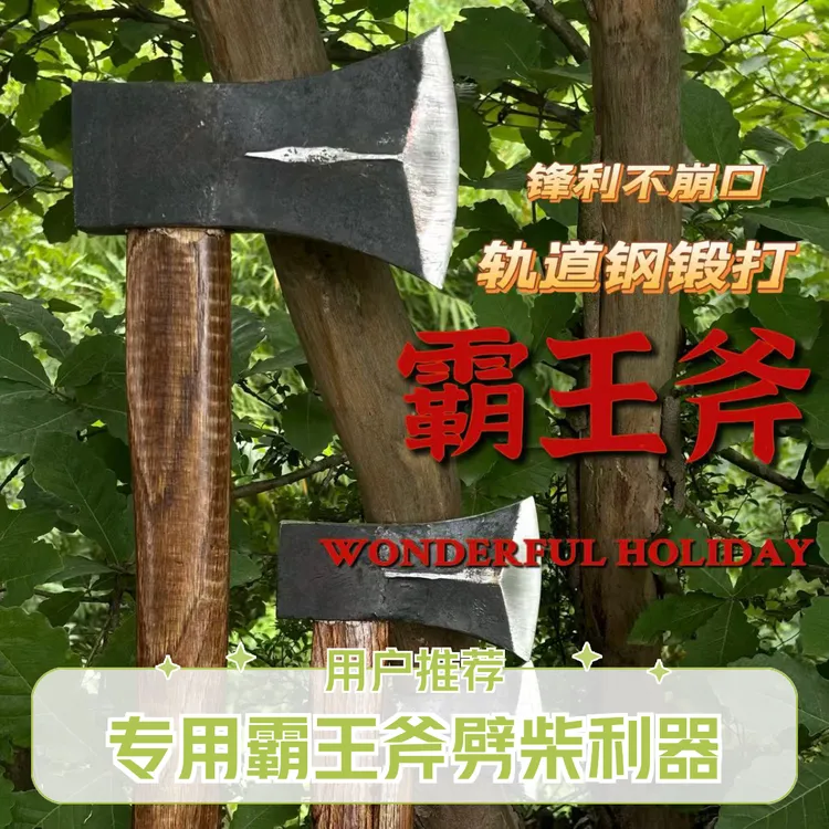 新款轨道钢锻造专用加筋霸王斧全钢神器斧头劈柴专用斧头