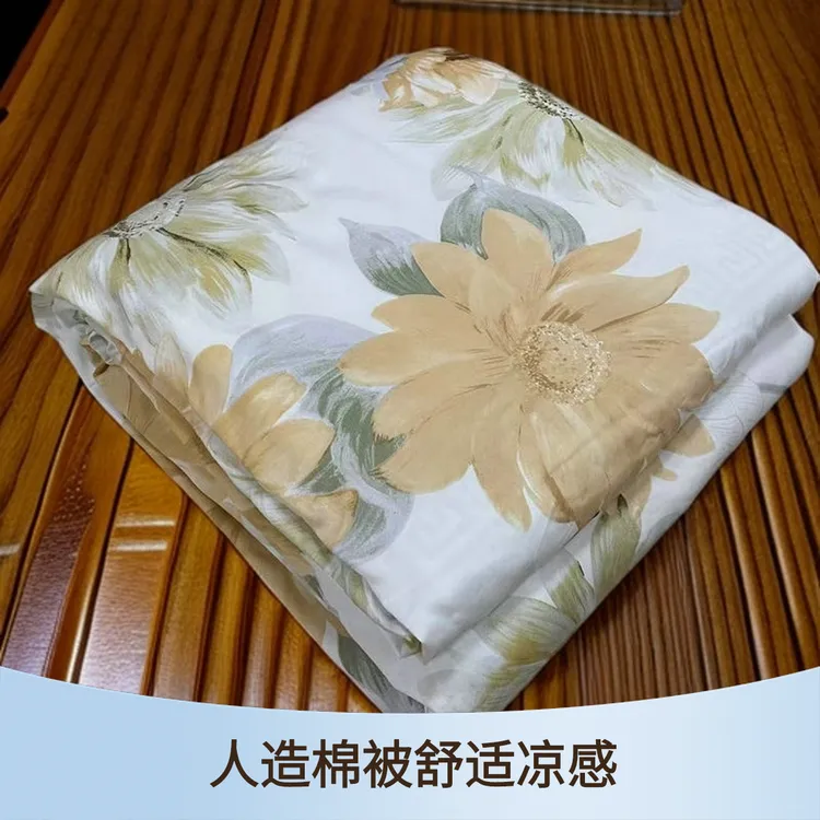 棉绸夏凉被 田园碎花人造棉被套 空调被罩 拼接被套 定做绵绸被罩