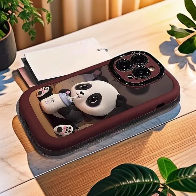 奶罐熊猫适用苹果17promax手机壳全包防摔iphone16pro硅胶可爱15p