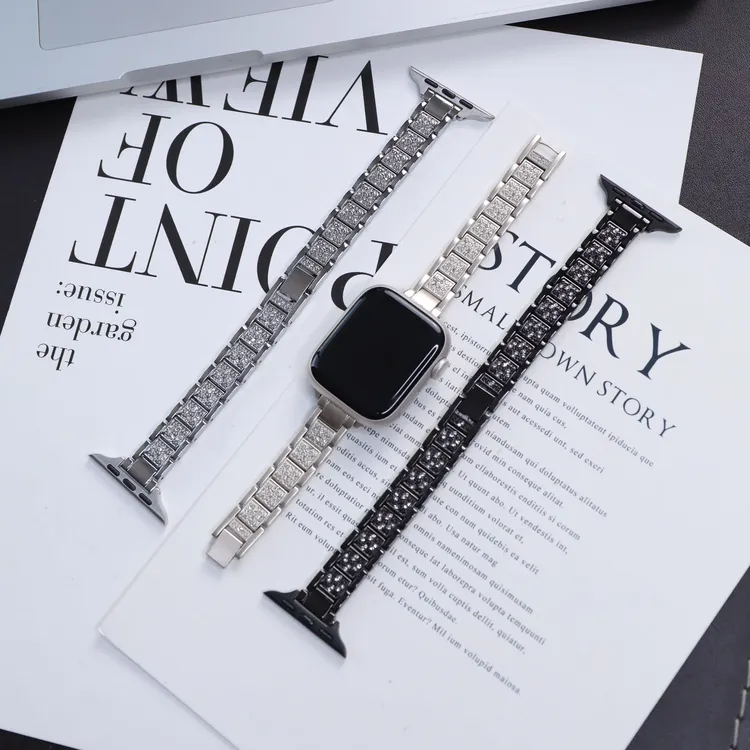 适用苹果手表表带满天星金属链条iwatchs10 s9 s8 s6 se表带女生