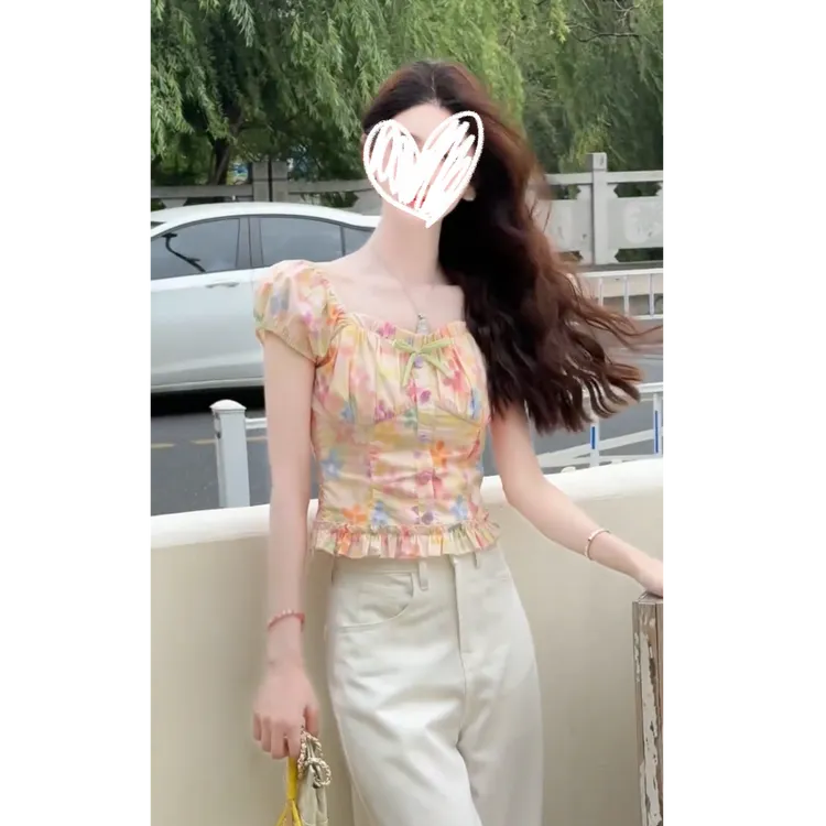 【现货】2025夏季新款甜美减龄设计感修身显瘦短袖上衣裤子两件套