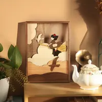 长友魔女小王子实木装饰画摆件客厅玄关拼画挂画墙壁装饰原木茶几