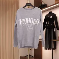 kk006毛针织衫圆领针织衫针织春秋毛衫百搭秋冬慵懒风字母