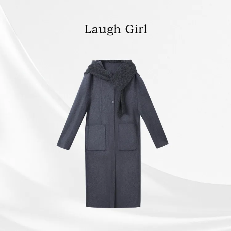 楚楚君 Laugh girl【绵羊毛大衣】秋冬莱赛尔长款大衣外套SL55097J