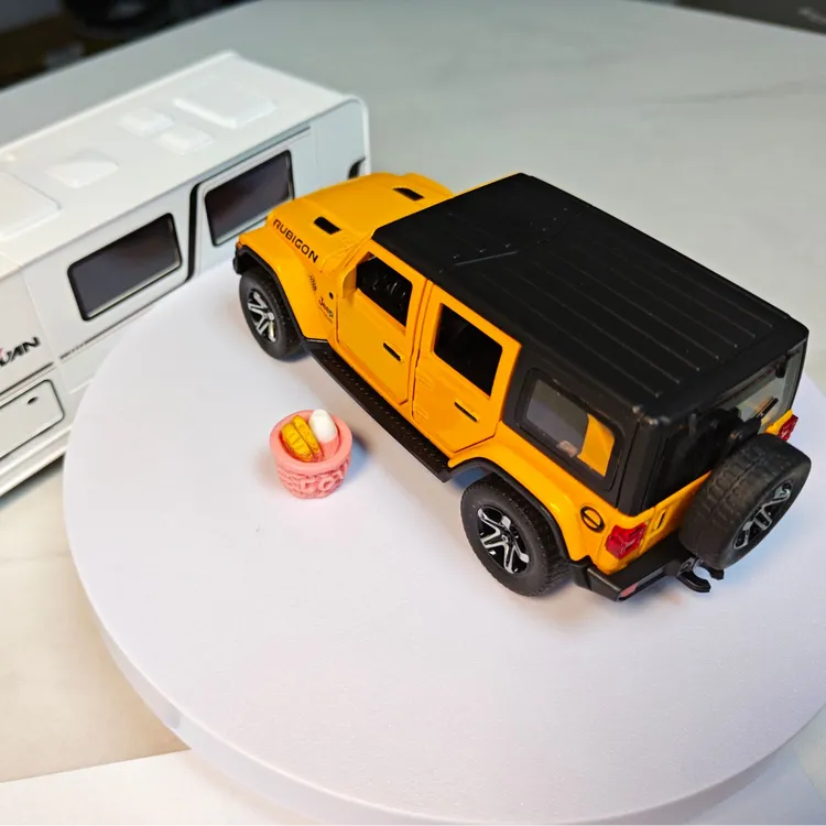 众源兴1/32吉普拖房车套装仿真合金汽车模型越野车带露营车盒装