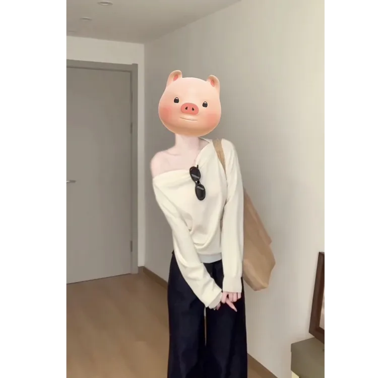 春夏季时尚2025新款韩系设计感小众慵懒风露肩上衣显瘦休闲裤子女