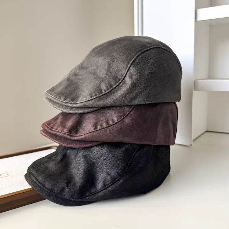 美式复古街头废土风前进帽子女秋冬季纯色休闲百搭显脸小画家帽潮