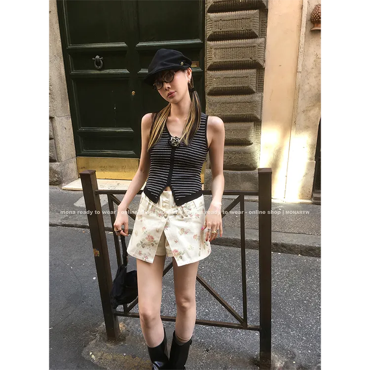 【Mona张绮贤】MONA 冰爽丝条纹修身背心长袖女 O125U03765