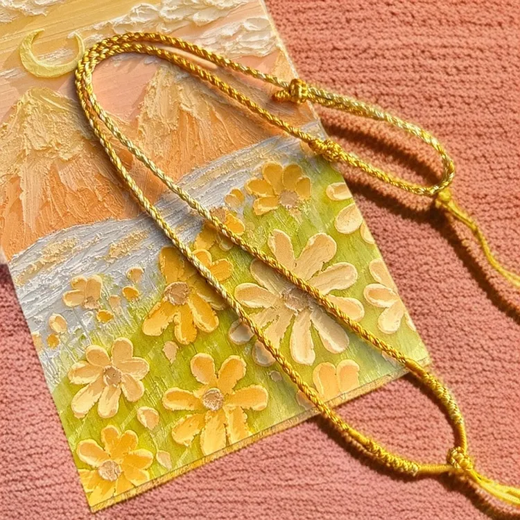 纯手工编织四金刚结吊坠绳绳子渐变黄色挂绳对拉调节粗细适中