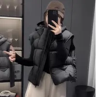 马甲女短款连帽冬季新款2025韩宽松高级感小个子背心坎肩羽绒外套