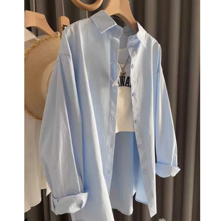 【现货】新款慵懒防晒衬衫女长袖百搭休闲外套夏新款女装