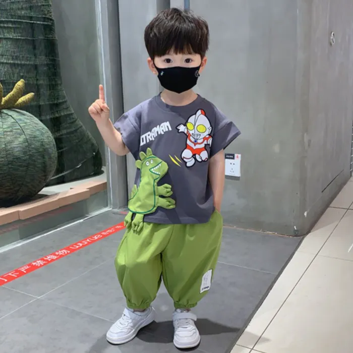 男童夏装奥特曼卡通儿童短袖套装2025款小孩休闲潮帅薄款洋气童装