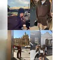 Ranwear主推！懒人刚需 Al0半拉链宽松立领上衣抽绳短裤+长裤套装