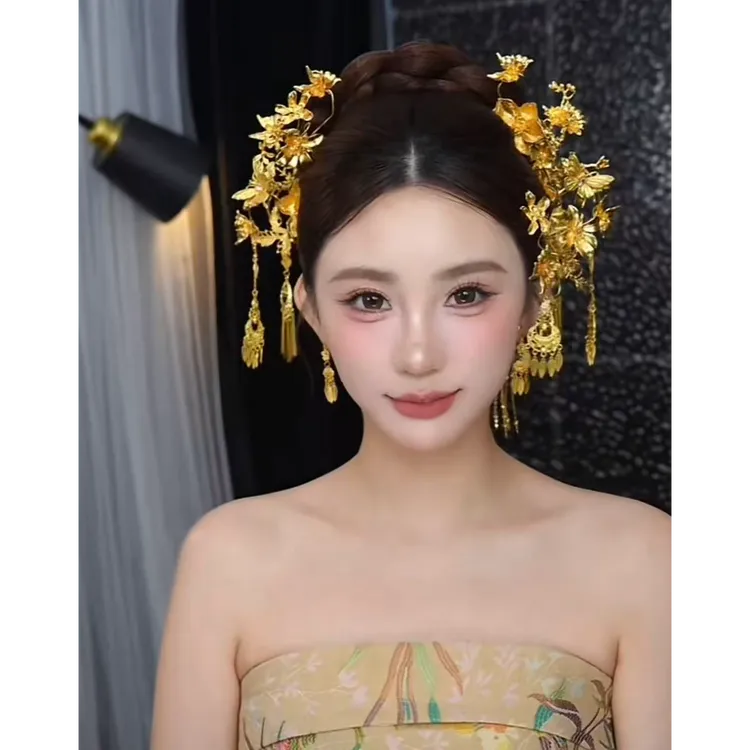 合金婚庆饰品 新款金色福利百搭新娘饰品392无礼盒