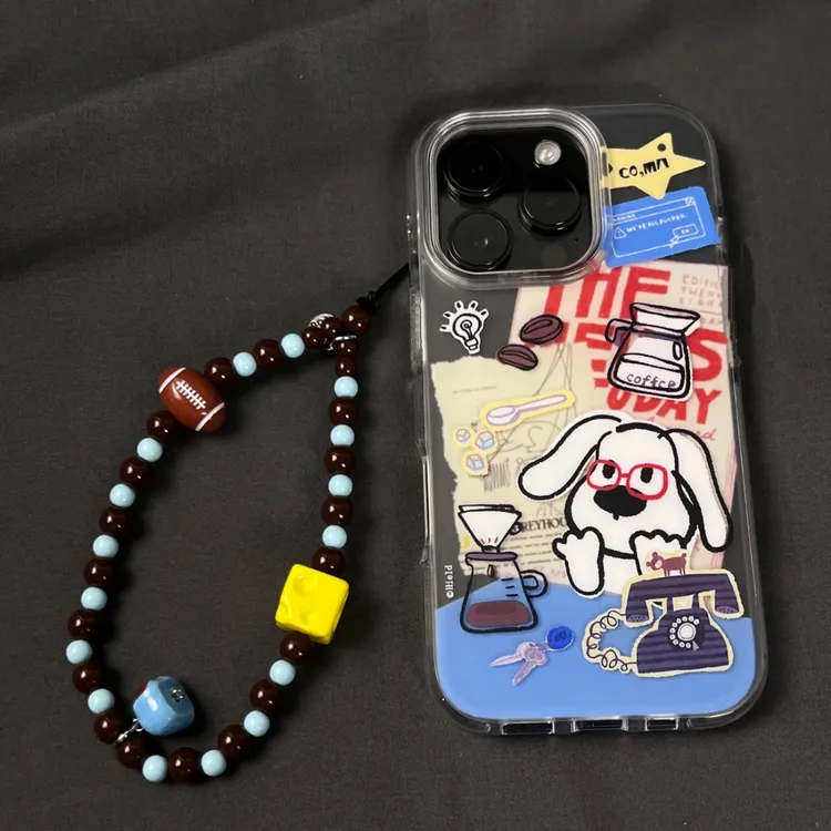 可爱涂鸦咖啡科研小狗16/15/14手机壳13/12少女心11/xr软壳xsmax