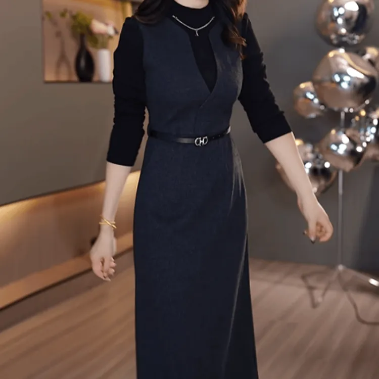 B383【连衣裙】2025秋季新款时尚高端轻奢优雅气质修身显瘦连衣裙