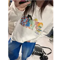 晶咕【偶尔摆烂~】设计感卡通人物印花圆领宽松T恤上衣