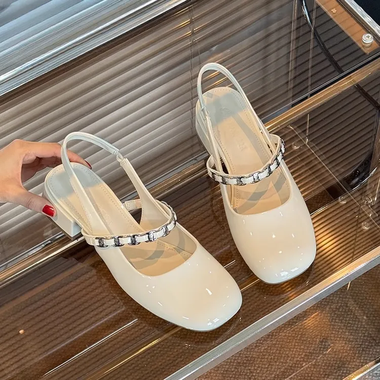 鞋夫人慵懒法式气质玛丽珍单鞋女粗跟包头凉鞋2025夏季新款高跟鞋