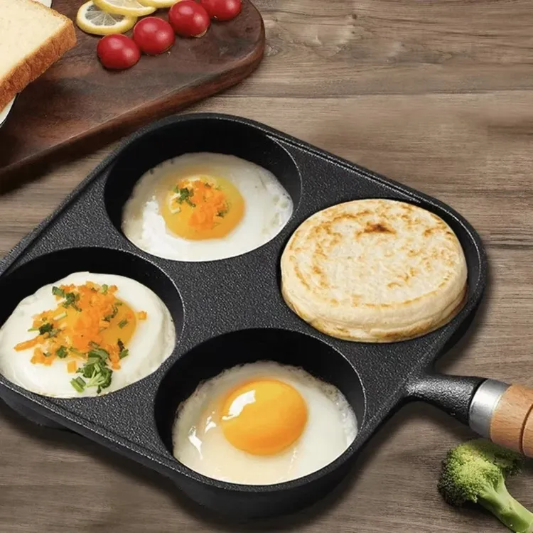 铸铁四孔煎蛋无涂层加深鸡蛋煎锅直径17cm 需要开锅