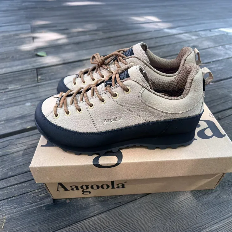 Aagoola正品头层牛皮户外防水情侣鞋低帮透气鞋女耐磨徒步登山鞋