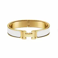 99新 Hermes/爱马仕 白色金扣Clic珐琅手镯