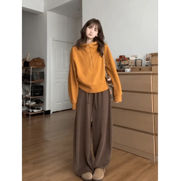 韩风chic卫衣阔腿裤套装女装休闲运动2025超火秋日ootd穿搭一整套