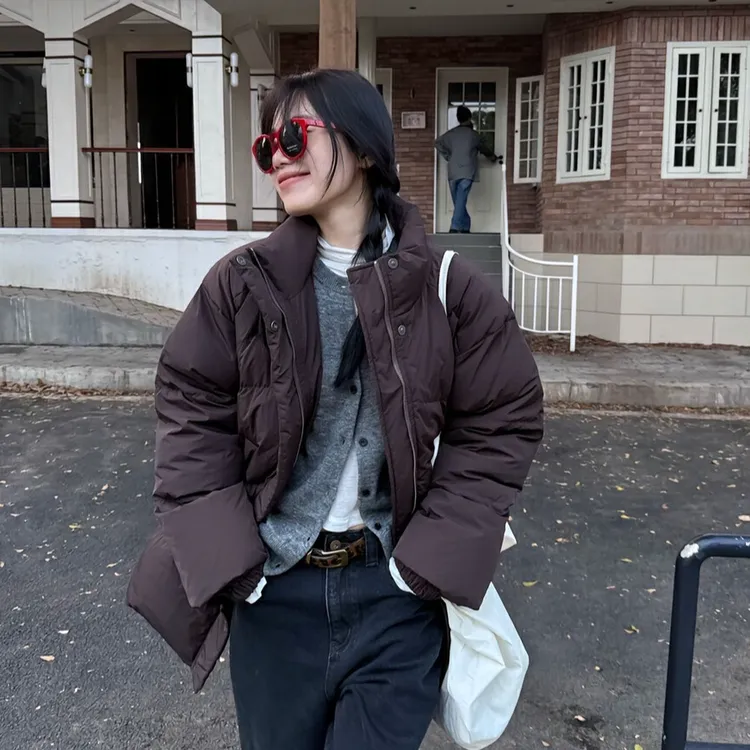 【清】in choose u笑笑家冬季90白鸭绒立领保暖中长款羽绒服女86605