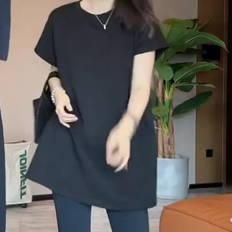 韩系千金风宽松圆领小飞袖斗篷简约T恤女夏短袖上衣