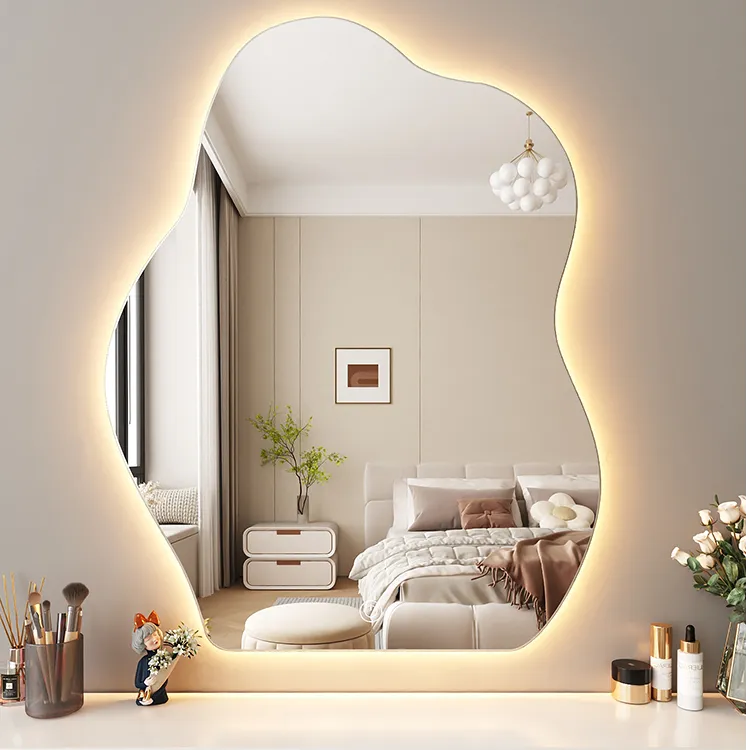 智能云朵发光化妆镜带灯家用卧室梳妆台主卧室镜子异形挂墙梳妆镜
