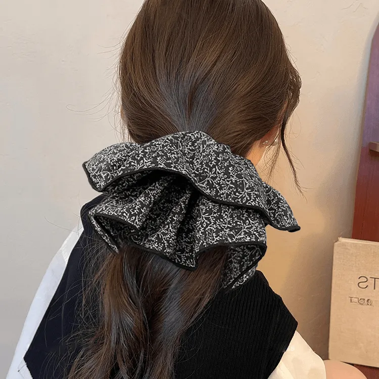 小碎花大肠发圈~超大号裙摆小清新2025秋季新款底丸子头发绳头绳