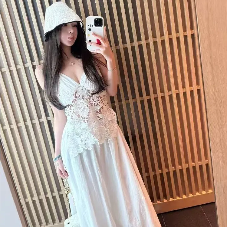 韩系甜美少女2025夏季新款气质减龄性感小众蕾丝吊带配显瘦半身裙