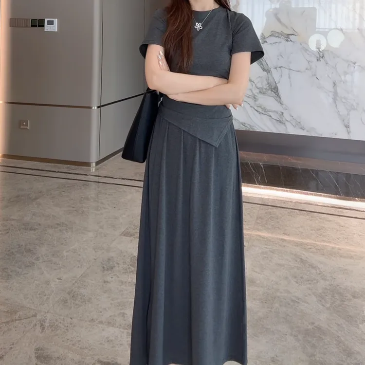 气质修身抽绳套装2025新款气质高级系带修身两件套装