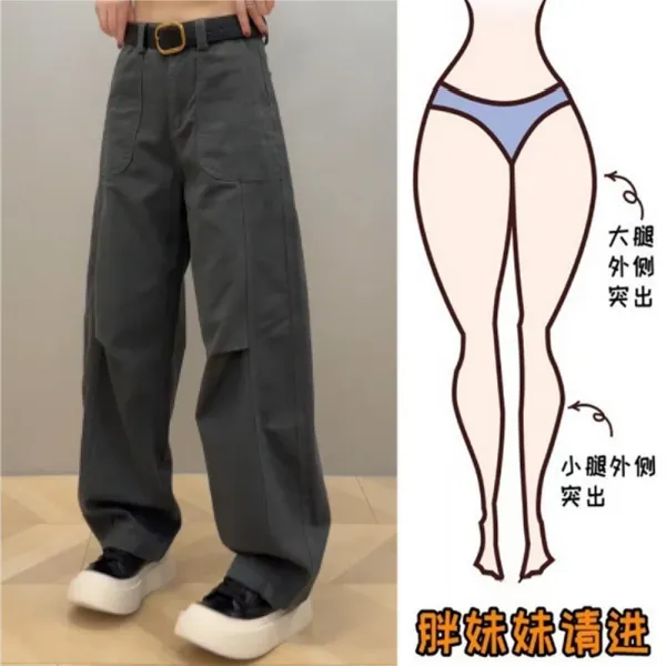 Aimeerosa/艾洛莎2025秋季新款窄版弯刀牛仔裤女微胖显瘦阔腿裤子